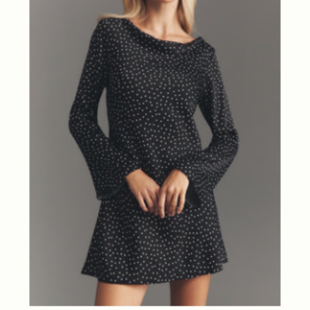 Size Small REFORMATION PIKE LONG-SLEEVE SATIN MINI DRESS